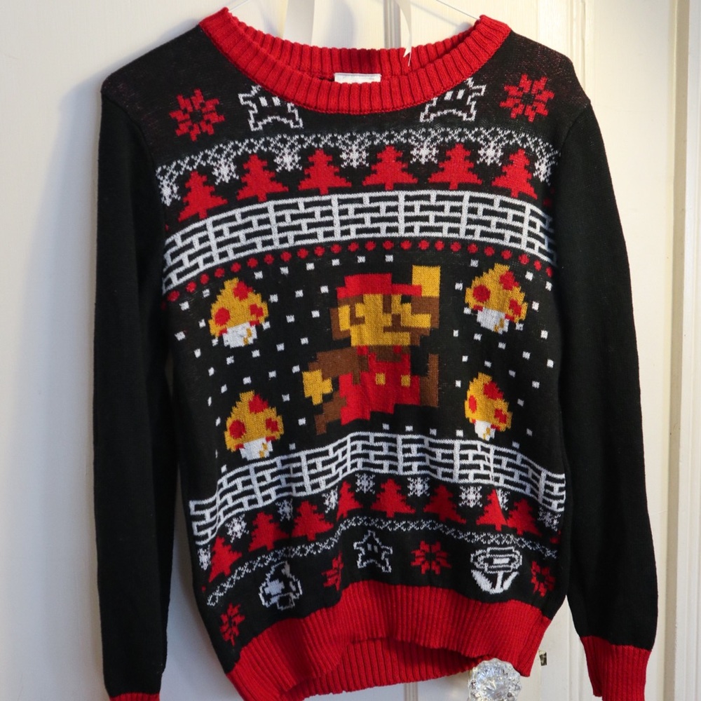 Super Mario Holiday Sweater! Must have for any winter party this season.